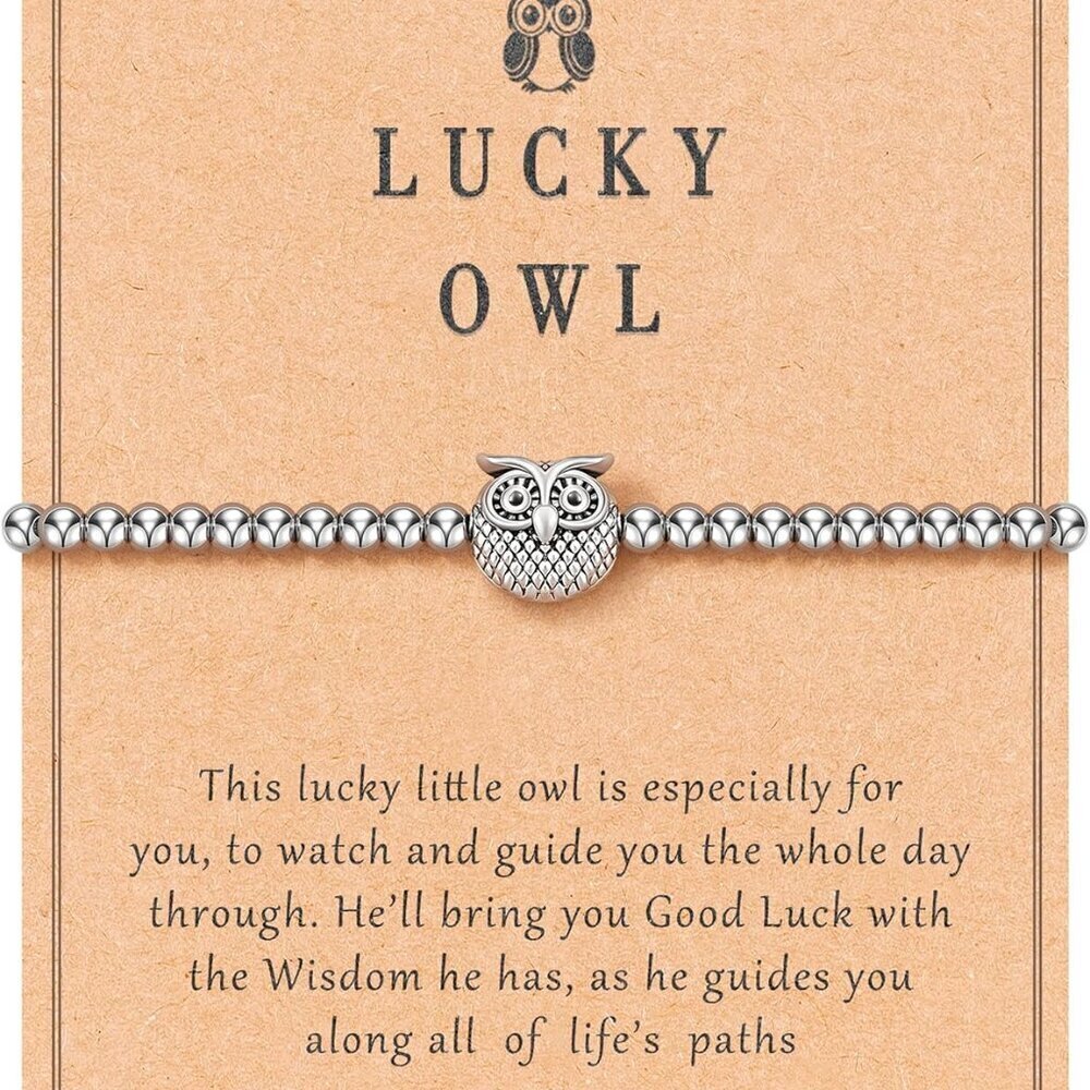Beaded Bracelets for Women Gift Jewelry Lucky Owl Symbol Stainless Steel